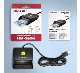 AXAGON Compact desktop USB contact Smart/ID card reader with long, USB-A cable | CRE-SM3N