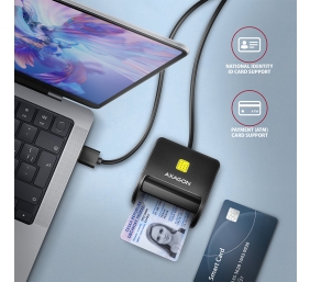 AXAGON Compact desktop USB contact Smart/ID card reader with long, USB-A cable | CRE-SM3N