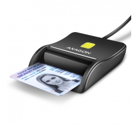AXAGON Compact desktop USB contact Smart/ID card reader with long, USB-A cable | CRE-SM3N