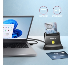 AXAGON Universal desktop USB contact Smart card/ID card reader with long, USB-A cable | CRE-SM4N