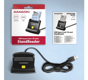 AXAGON Universal desktop USB contact Smart card/ID card reader with long, USB-A cable | CRE-SM4N