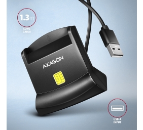 AXAGON Universal desktop USB contact Smart card/ID card reader with long, USB-A cable | CRE-SM4N