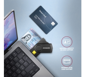 AXAGON Compact travel USB-A + USB-C contact Smart/ID card and SD/microSD/SIM card reader | CRE-SMP2A