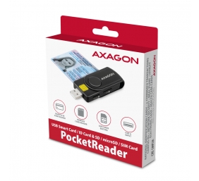 AXAGON Compact travel USB-A + USB-C contact Smart/ID card and SD/microSD/SIM card reader | CRE-SMP2A