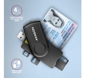 AXAGON Compact travel USB-A + USB-C contact Smart/ID card and SD/microSD/SIM card reader | CRE-SMP2A