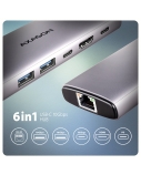 AXAGON Multi port USB-C 10Gbps hub | HMC-6G2L