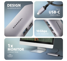 AXAGON Multi port USB-C 10Gbps hub | HMC-6G2L