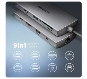 AXAGON Multi port USB-C 5Gbps hub | HMC-8HLSA