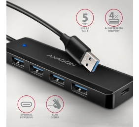 AXAGON Travel four-port USB-A 5Gbps hub | HUE-C1A