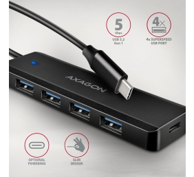AXAGON Travel four-port USB-C 5Gbps hub | HUE-C1C