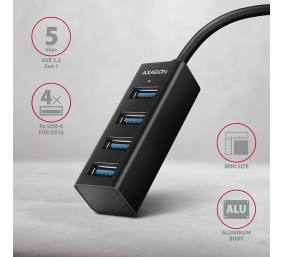 AXAGON Miniature metal four-port USB 3.2 Gen 1 hub | HUE-M1A