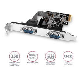 AXAGON PCI-Express card with two 250 kbps serial ports | PCEA-S2N