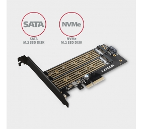 AXAGON PCI-Express x4 adapter to connect up to two M.2 disks to a computer | PCEM2-D