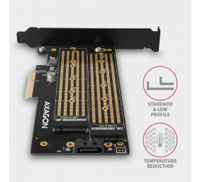AXAGON PCI-Express x4 adapter to connect up to two M.2 disks to a computer | PCEM2-D