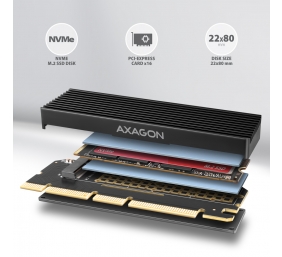 AXAGON PCI-Express x16 adapter with cooler for connecting an NVMe M.2 SSD drive to a computer | PCEM2-XS