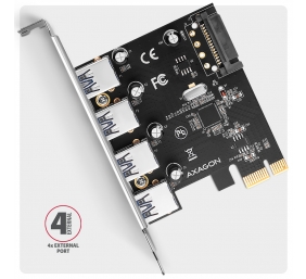 AXAGON PCI-Express card with four external USB-A 5Gbps ports | PCEU-430RS