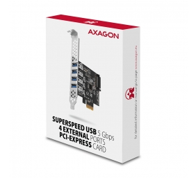 AXAGON PCI-Express card with four external USB 3.2 Gen1 ports with dual power | PCEU-43RS
