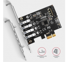 AXAGON PCI-Express card with four external USB 3.2 Gen1 ports with dual power | PCEU-43RS