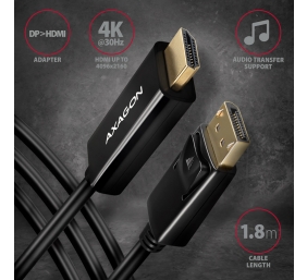 AXAGON | Active cable | DisplayPort to HDMI | 1.8 m