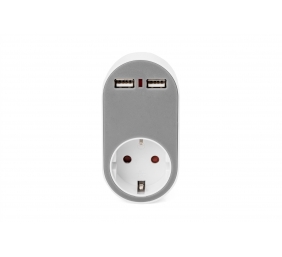 Digitus Universal USB Plug-in Charger with 2 x USB-A Sockets and Integrated Socket | DA-70617