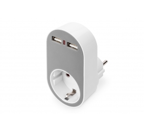 Digitus Universal USB Plug-in Charger with 2 x USB-A Sockets and Integrated Socket | DA-70617