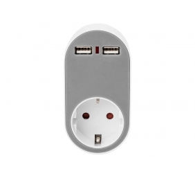 Digitus Universal USB Plug-in Charger with 2 x USB-A Sockets and Integrated Socket | DA-70617