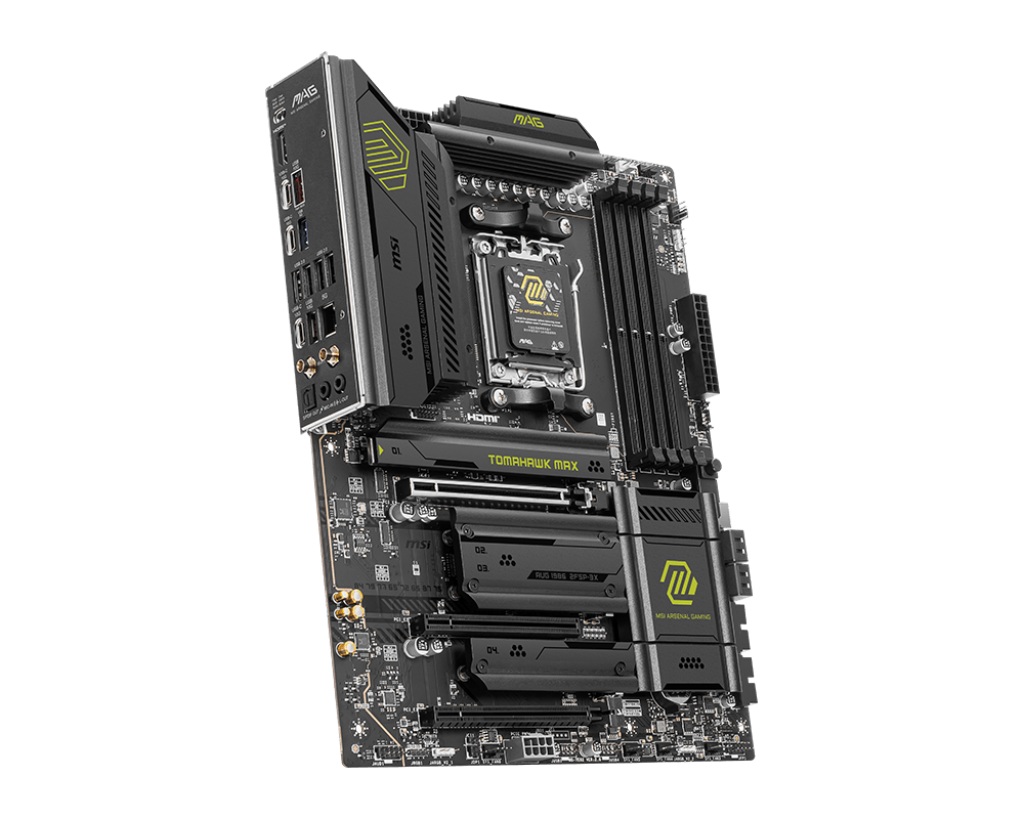 MSI MAG B850 TOMAHAWK MAX WIFI | Processor family AMD | Processor socket AM5 | DDR5 | Supported hard disk drive interfaces SATA, M.2 | Number of SATA connectors 4