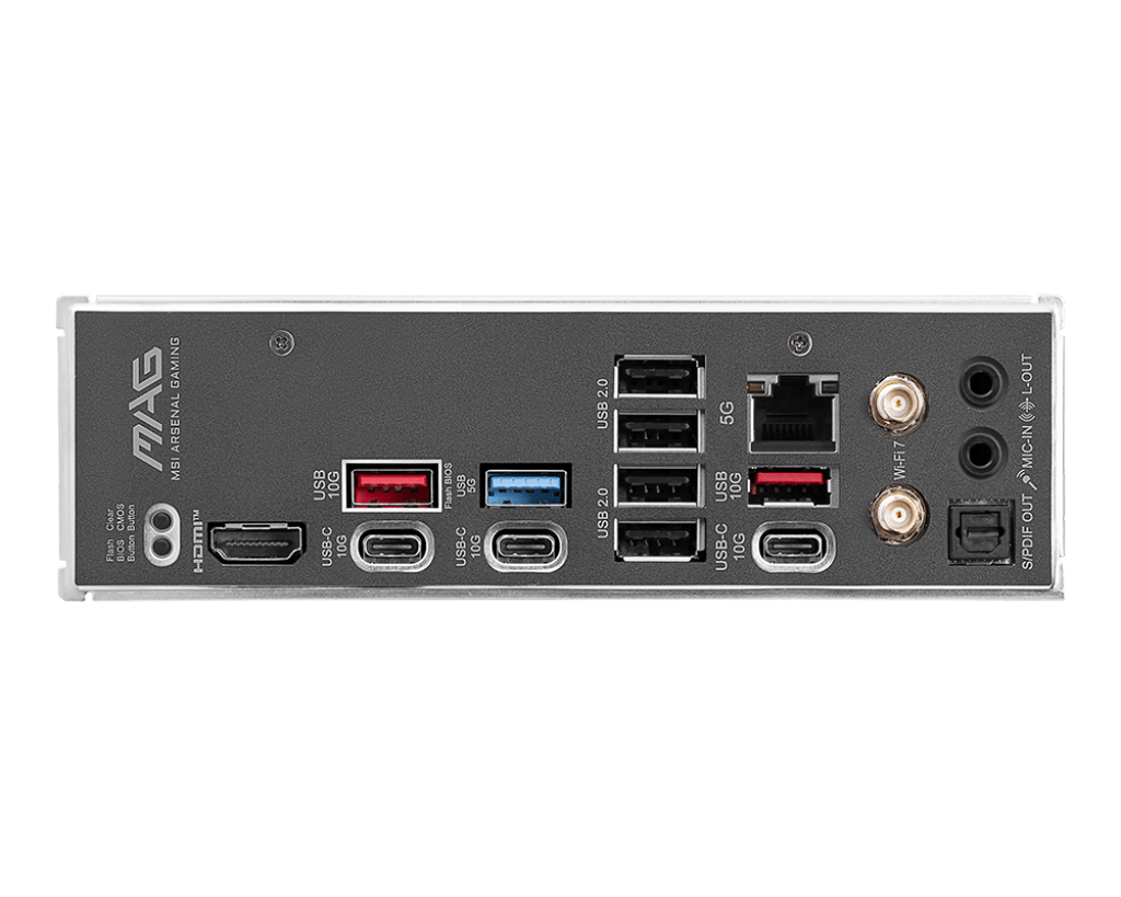 MSI MAG B850 TOMAHAWK MAX WIFI | Processor family AMD | Processor socket AM5 | DDR5 | Supported hard disk drive interfaces SATA, M.2 | Number of SATA connectors 4