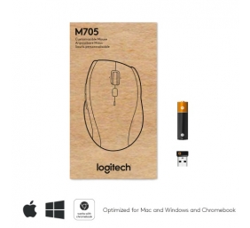 Logitech Marathon M705 Belaidė pelė, RF Wireless, 1000 DPI, Charcoal