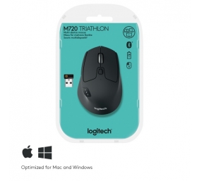 Logitech M720 Triathlon Belaidė pelė RF Wireless + Bluetooth, 1000 DPI, Juoda