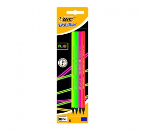 Bic Pieštukai Evolution Fluo HB, 4 vnt. rinkinys, įvairių korpuso spalvų 446199