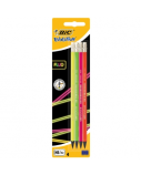 Bic Pieštukai su trintuku Evolution Fluo HB, 4 vnt. rinkinys, įvairių korpuso spalvų 449046