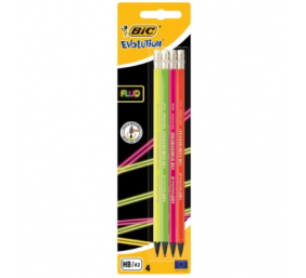 Bic Pieštukai su trintuku Evolution Fluo HB, 4 vnt. rinkinys, įvairių korpuso spalvų 449046