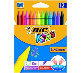 Bic Vaškinės spalvotos kreidelės PlastiDecor 12 spalvų rinkinys 945764