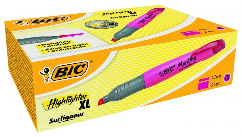 Bic Teksto žymeklis Highlighter XL 2-5 mm, rožinis, pakuotėje 10 vnt. 247130