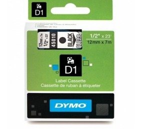 Dymo 45010 (S0720500) D1 Etikečių juostelė 12mm x 7m, Black on Clear