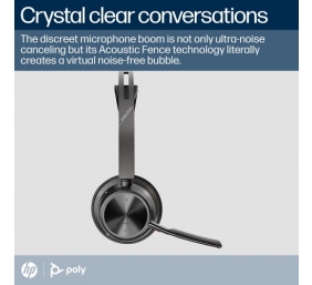 Poly Voyager Focus 2 MS Teams Belaidės ausinės, Bluetooth, USB-C/A Adapter, Charging stand, Juoda