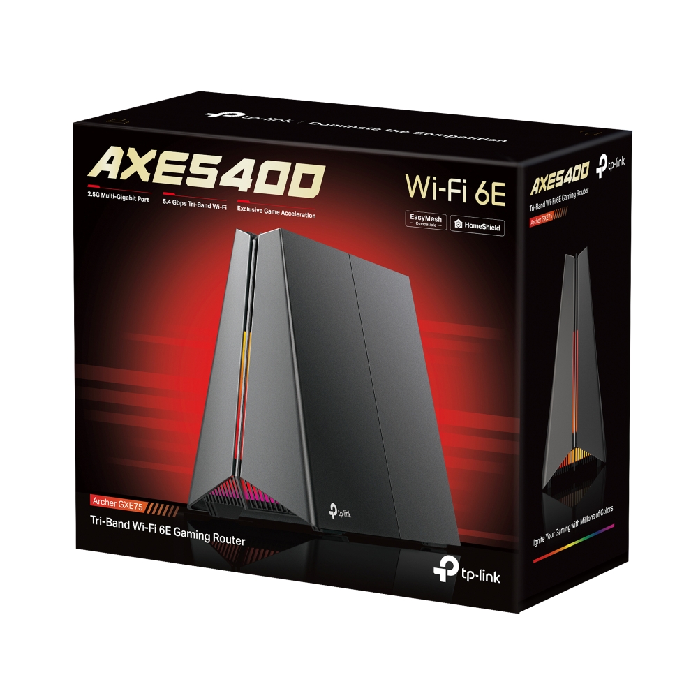 TP-LINK | AXE5400 Tri-Band Wi-Fi 6E Gaming Router | Archer GXE75 | 802.11ax | 2402 Mbit/s | Mesh Support No | MU-MiMO No | No mobile broadband
