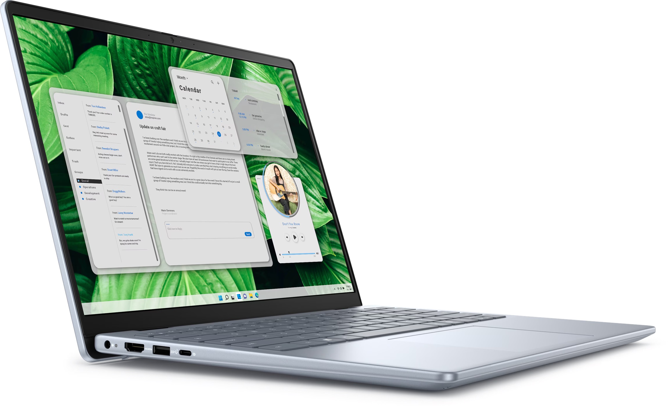 Dell Inspiron 14 5445 | Ice Blue | 14 " | WVA | FHD+ | 1920 x 1200 pixels | Anti-glare | AMD Ryzen 5 | 8540U | 16 GB | DDR5 | Solid-state drive capacity 1000 GB | AMD Radeon Graphics | Windows 11 Home | 802.11ax | Keyboard language English | Keyboard back