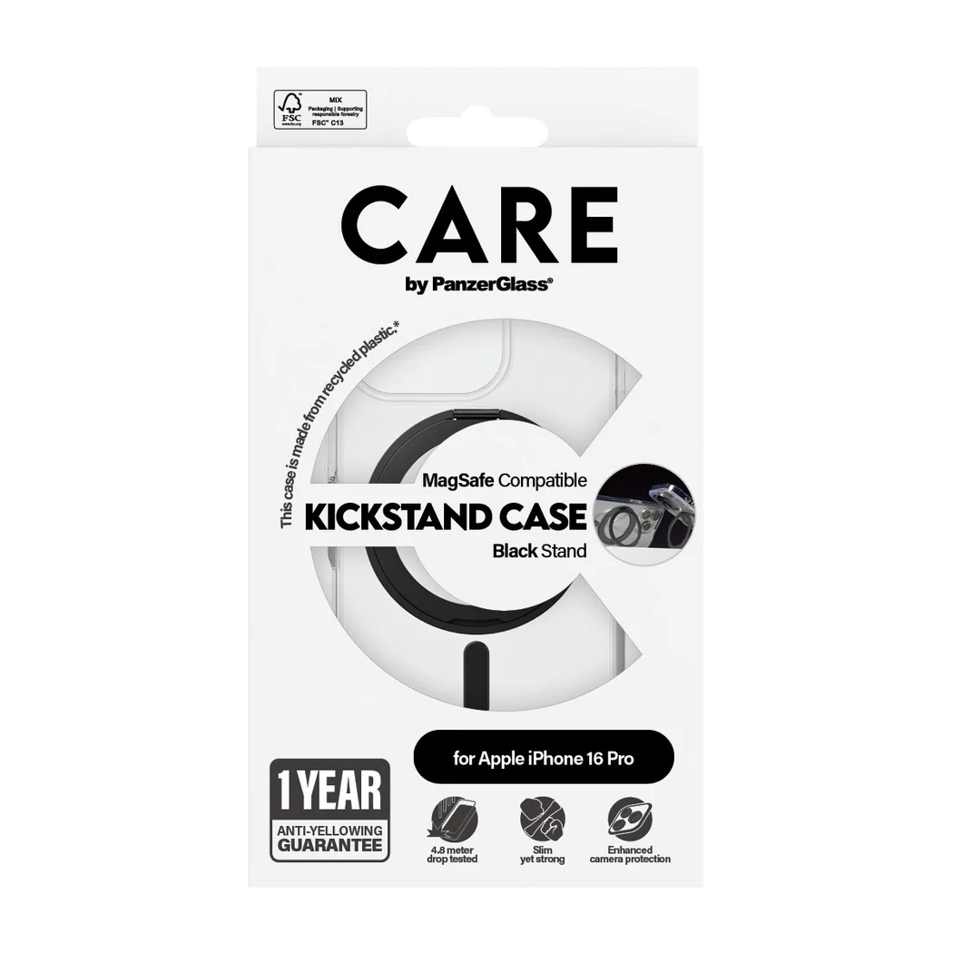 CARE Feature Case | Back cover | Apple | iPhone 16 Pro | Recycled plastic | Transparent | MagSafe