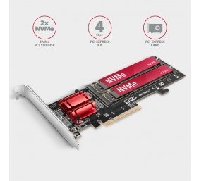 AXAGON PCIe 2x NVMe M.2 Controller | PCEM2-ND
