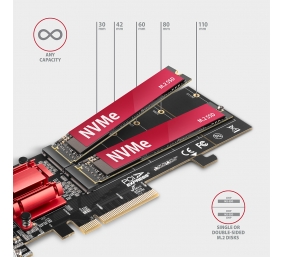 AXAGON PCIe 2x NVMe M.2 Controller | PCEM2-ND
