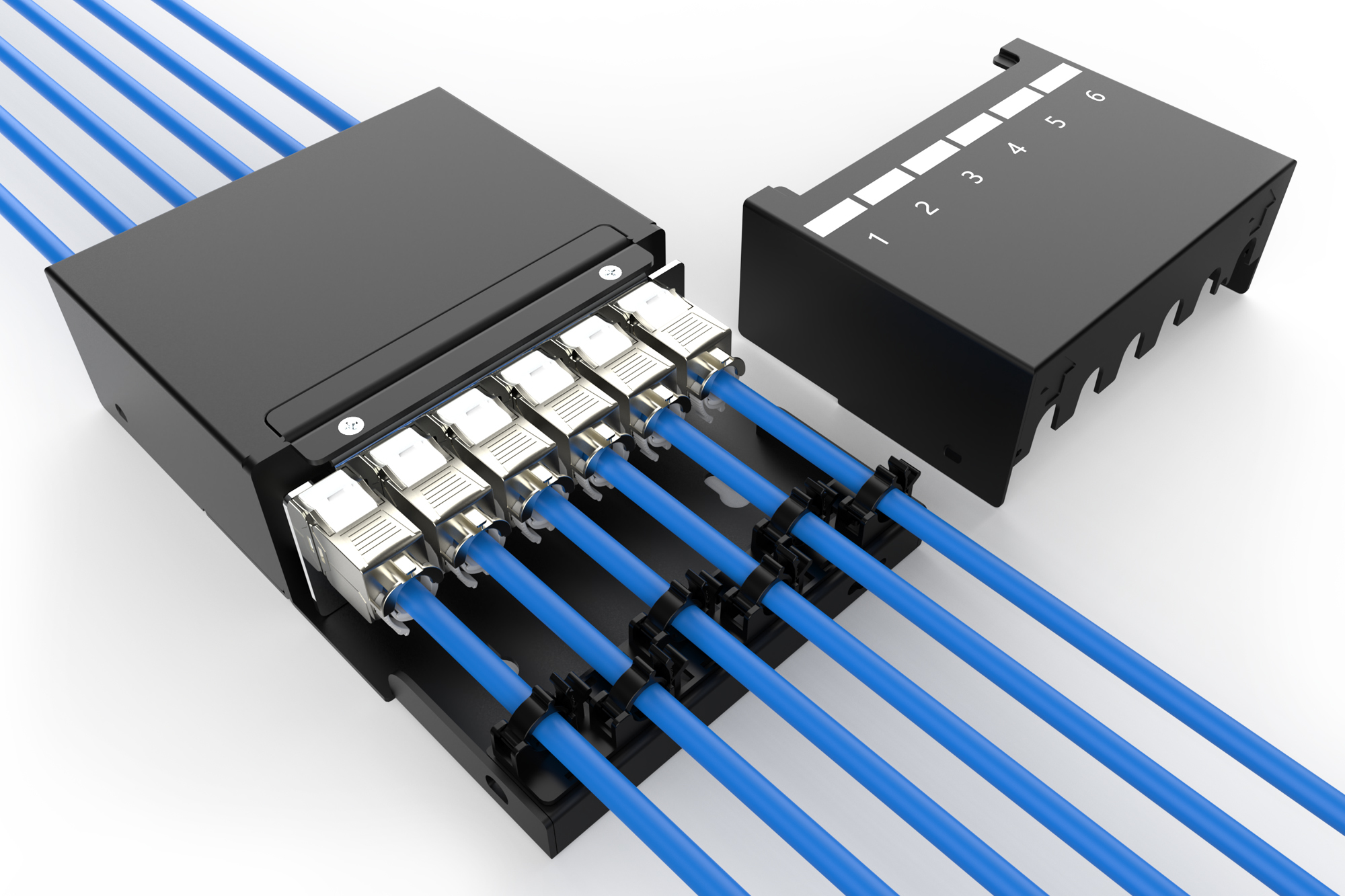 Digitus Consolidation point box, 6-port Keystone modules with intelligent cable manager | DN-93708-6