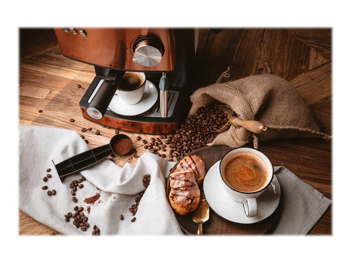 Adler | Espresso coffee machine | AD 4404cr | Pump pressure 15 bar | Built-in milk frother | Semi-automatic | 850 W | Cooper/ black
