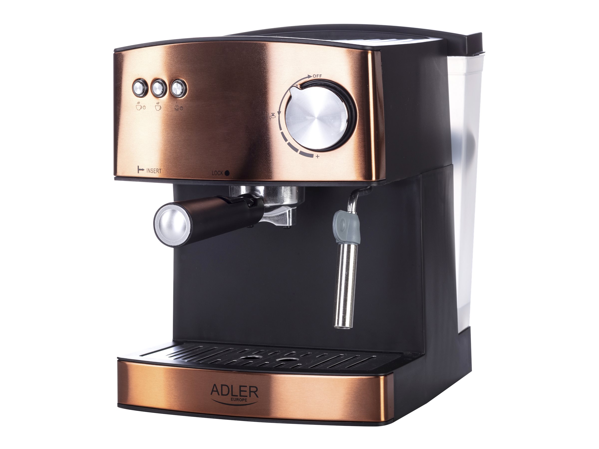 Adler | Espresso coffee machine | AD 4404cr | Pump pressure 15 bar | Built-in milk frother | Semi-automatic | 850 W | Cooper/ black
