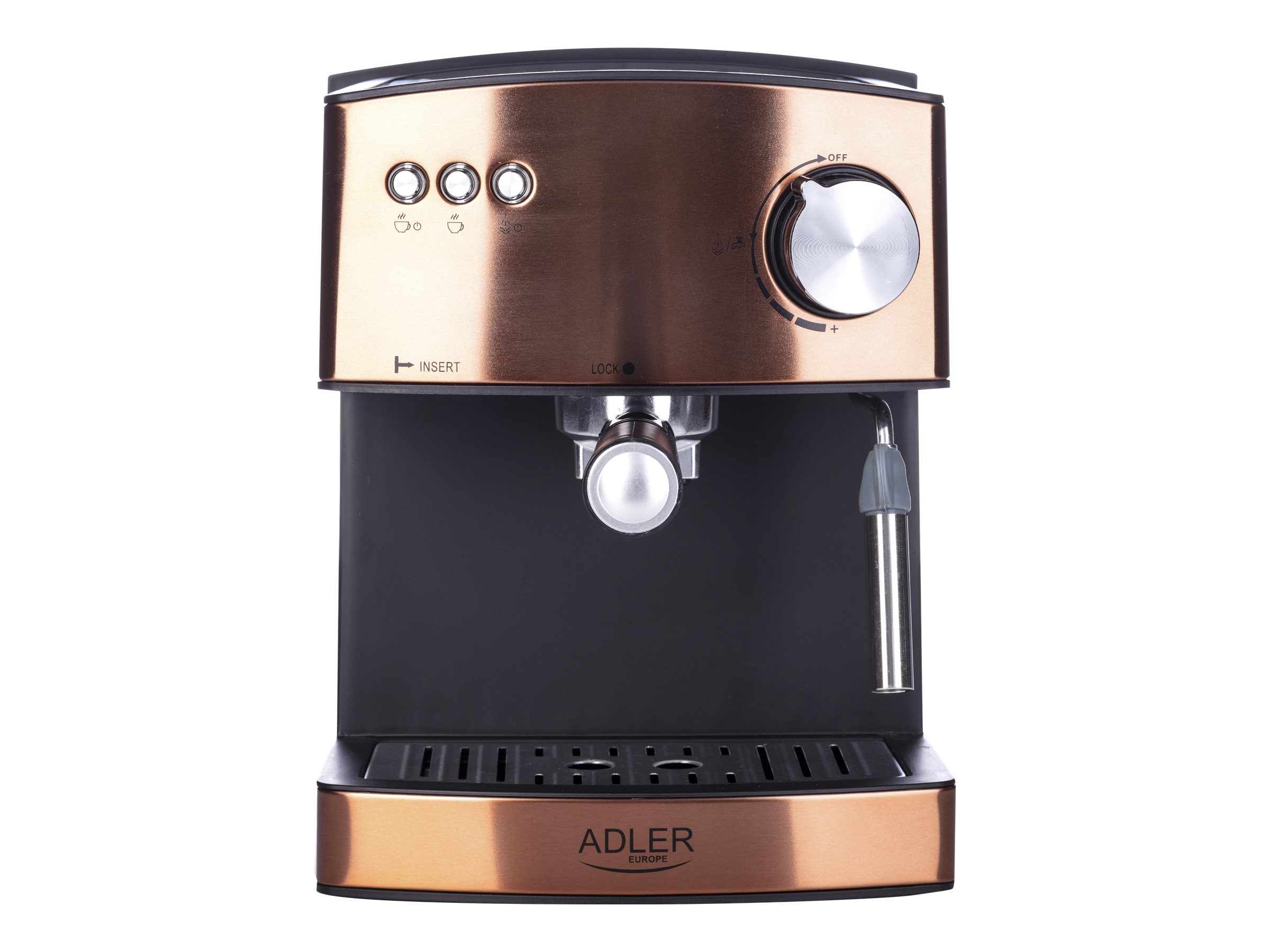Adler | Espresso coffee machine | AD 4404cr | Pump pressure 15 bar | Built-in milk frother | Semi-automatic | 850 W | Cooper/ black