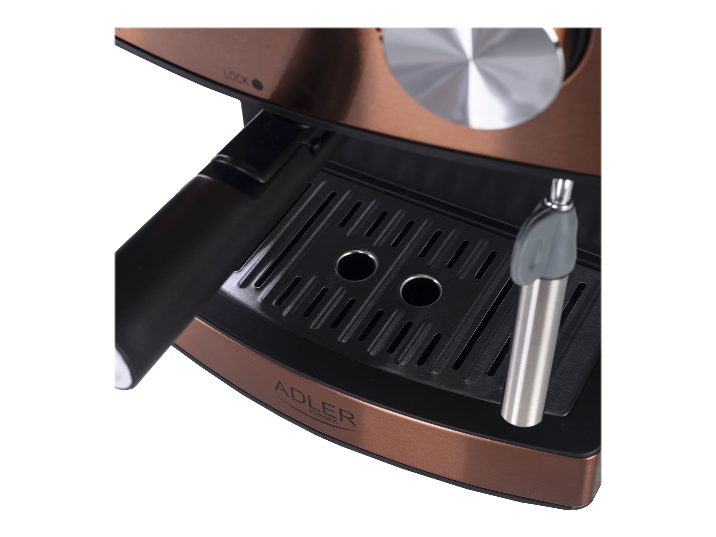 Adler | Espresso coffee machine | AD 4404cr | Pump pressure 15 bar | Built-in milk frother | Semi-automatic | 850 W | Cooper/ black