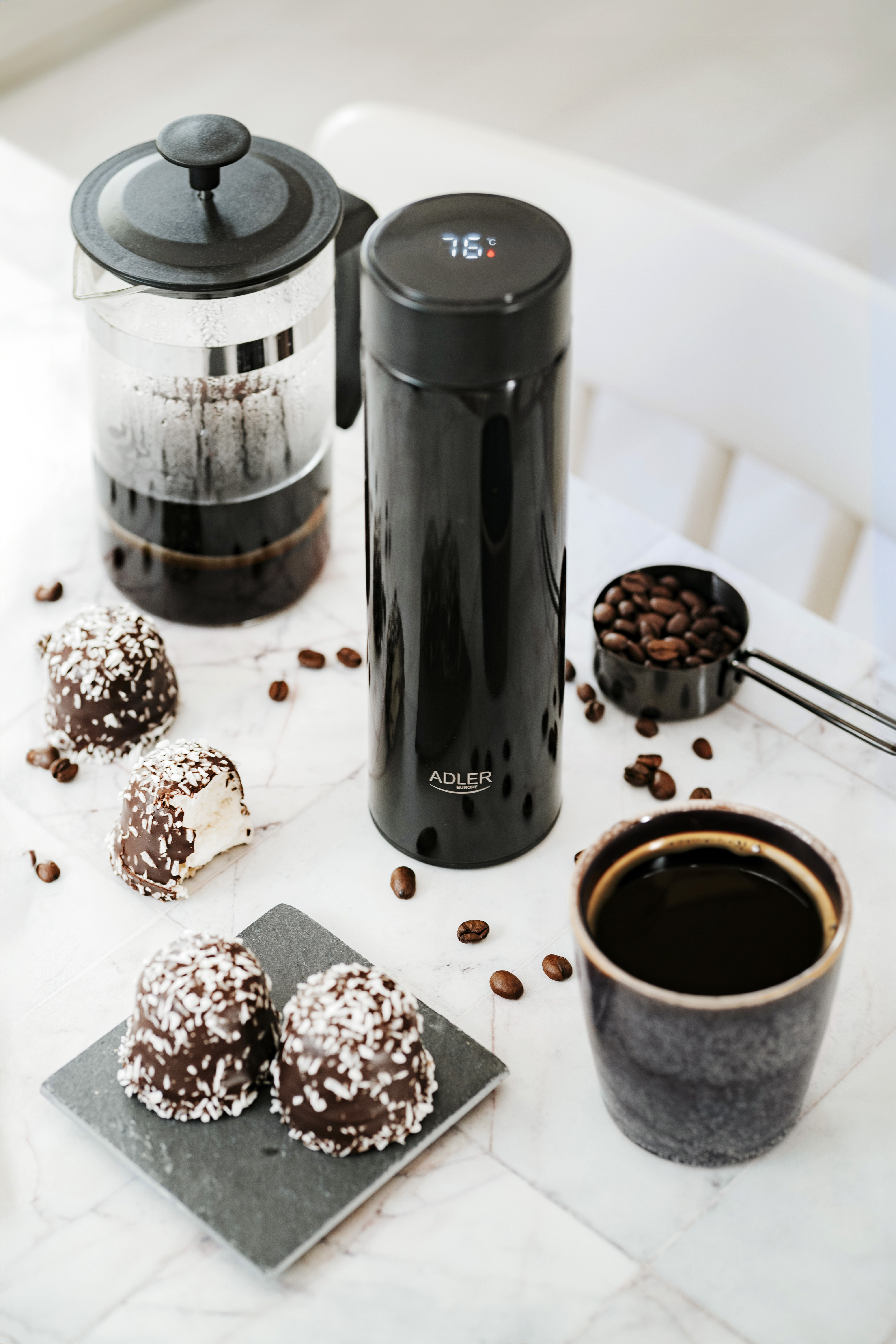 Adler | Thermal Flask | AD 4506bk | Material Stainless steel/Silicone | Black
