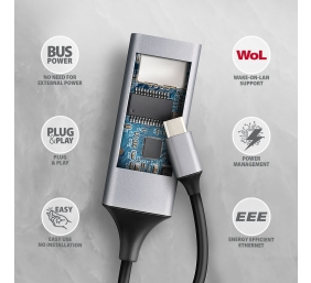 AXAGON | ADE-TXPD USB-C Gigabit Ethernet Adapter with PD 100W