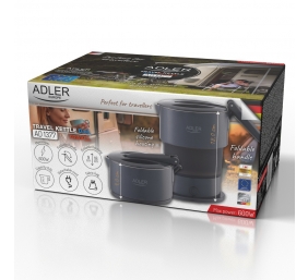 Adler Silicon Travel Kettle | AD 1377 | Travel Kettle | 600 W | 0.6 L | Silicon | Grey